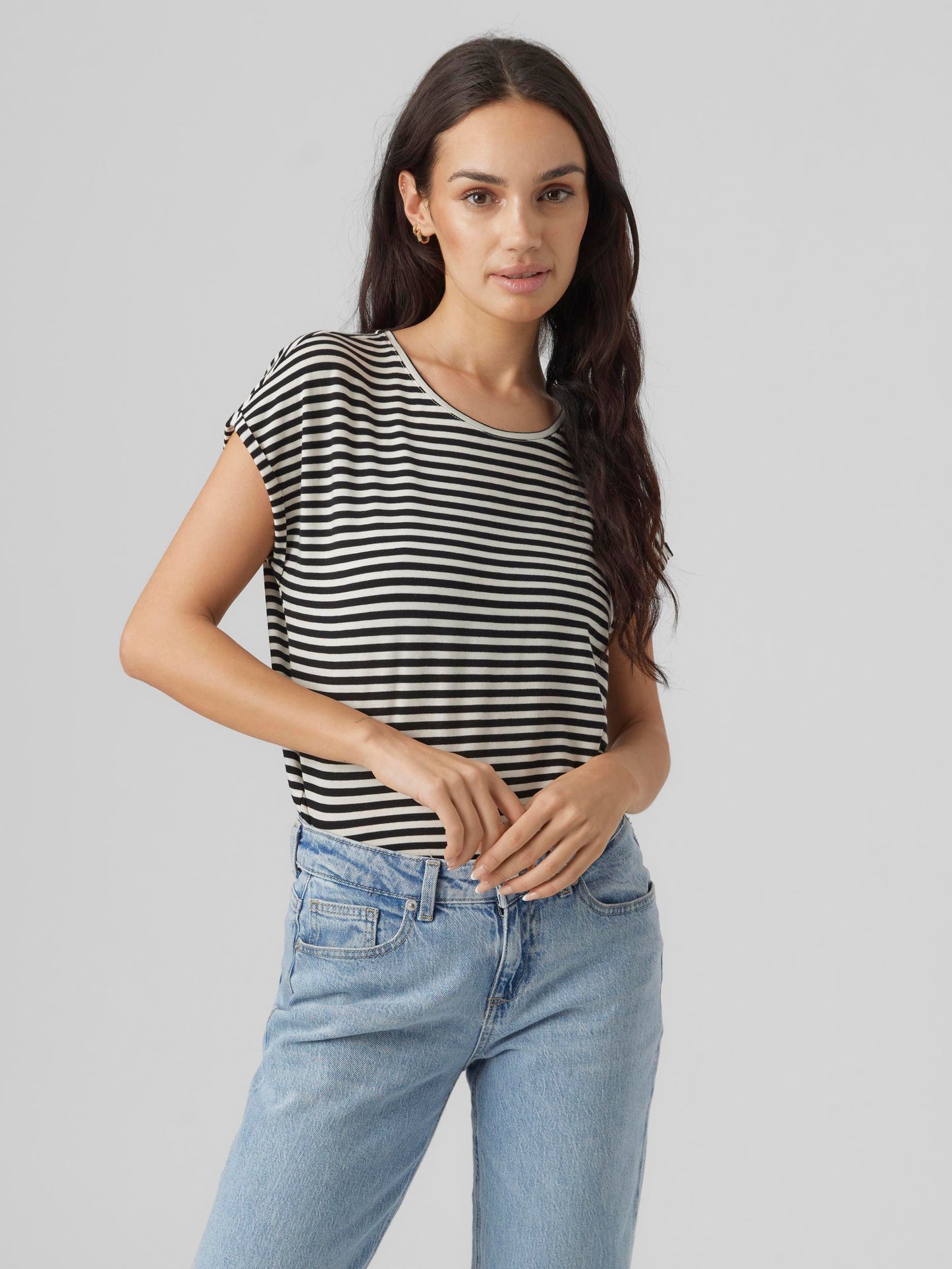 Vmava Plain Ss Top Stripe Ga Jrs Noos (Black/pris)