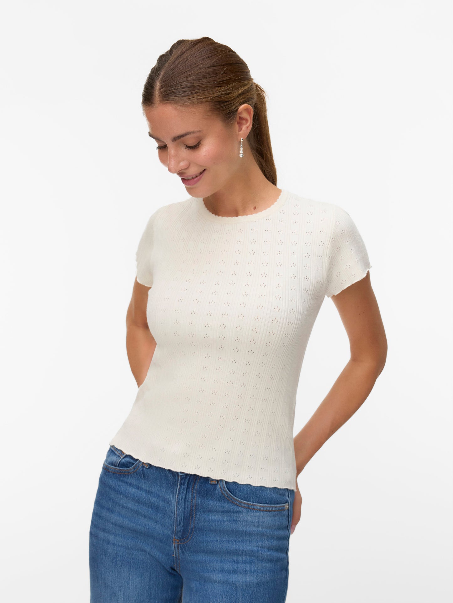 Vmwillow Pointelle C/s O-neck Pull Boo (Birch)