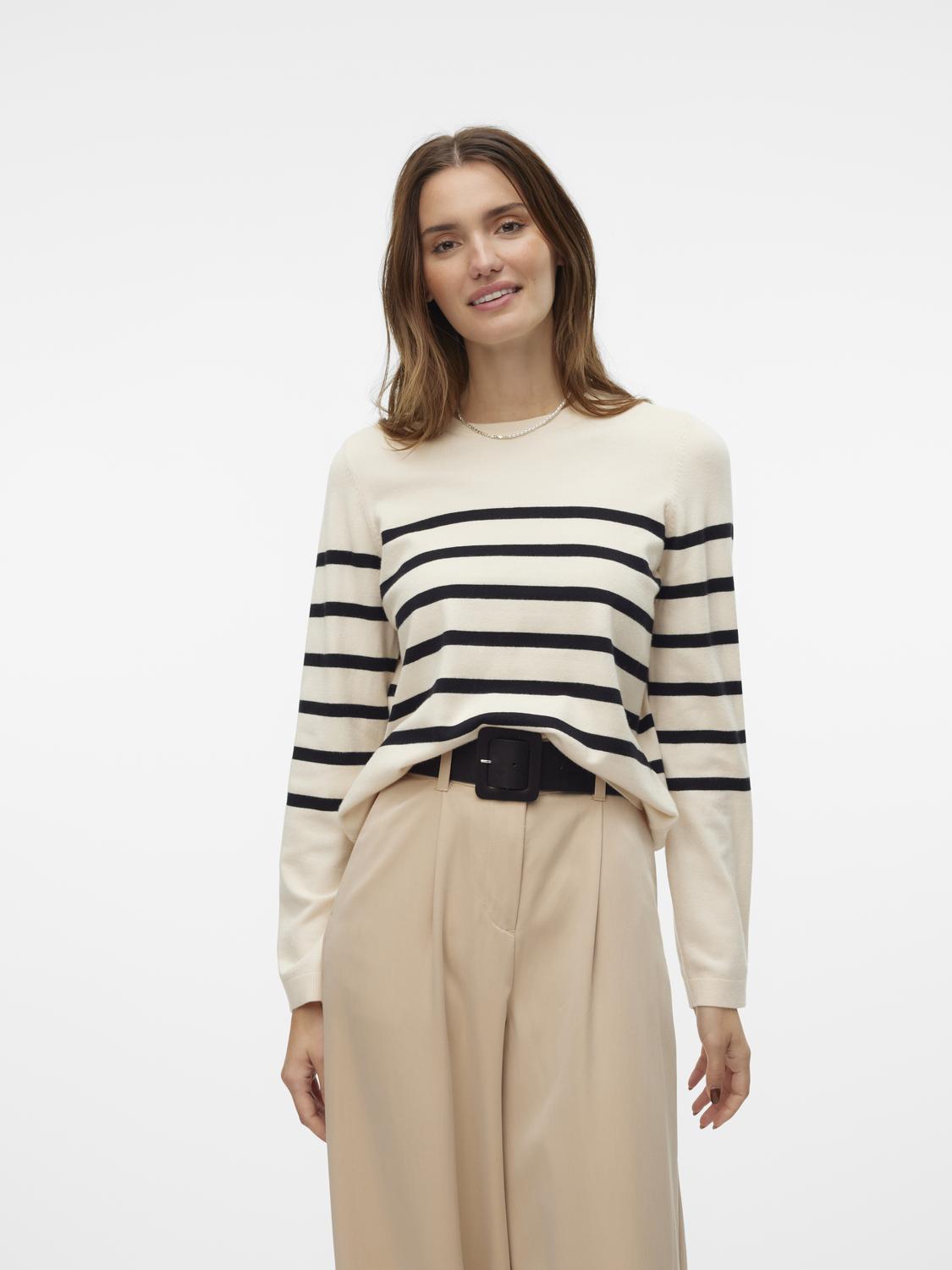 Vmsaba Plain Ls O-neck Pullover Ga Noos (Birch/blac)