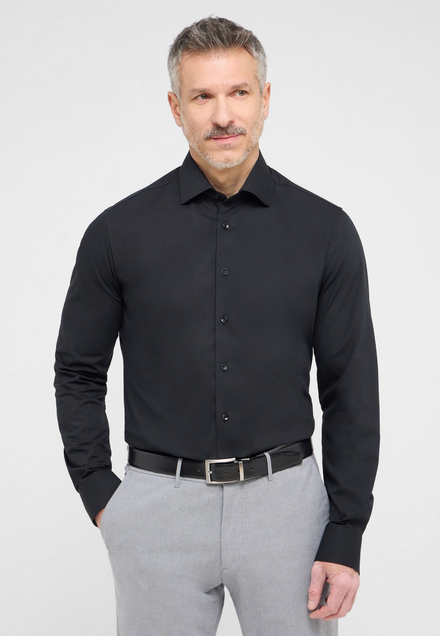 Performance Shirt Twill-Stretch Langarm (Schwarz)