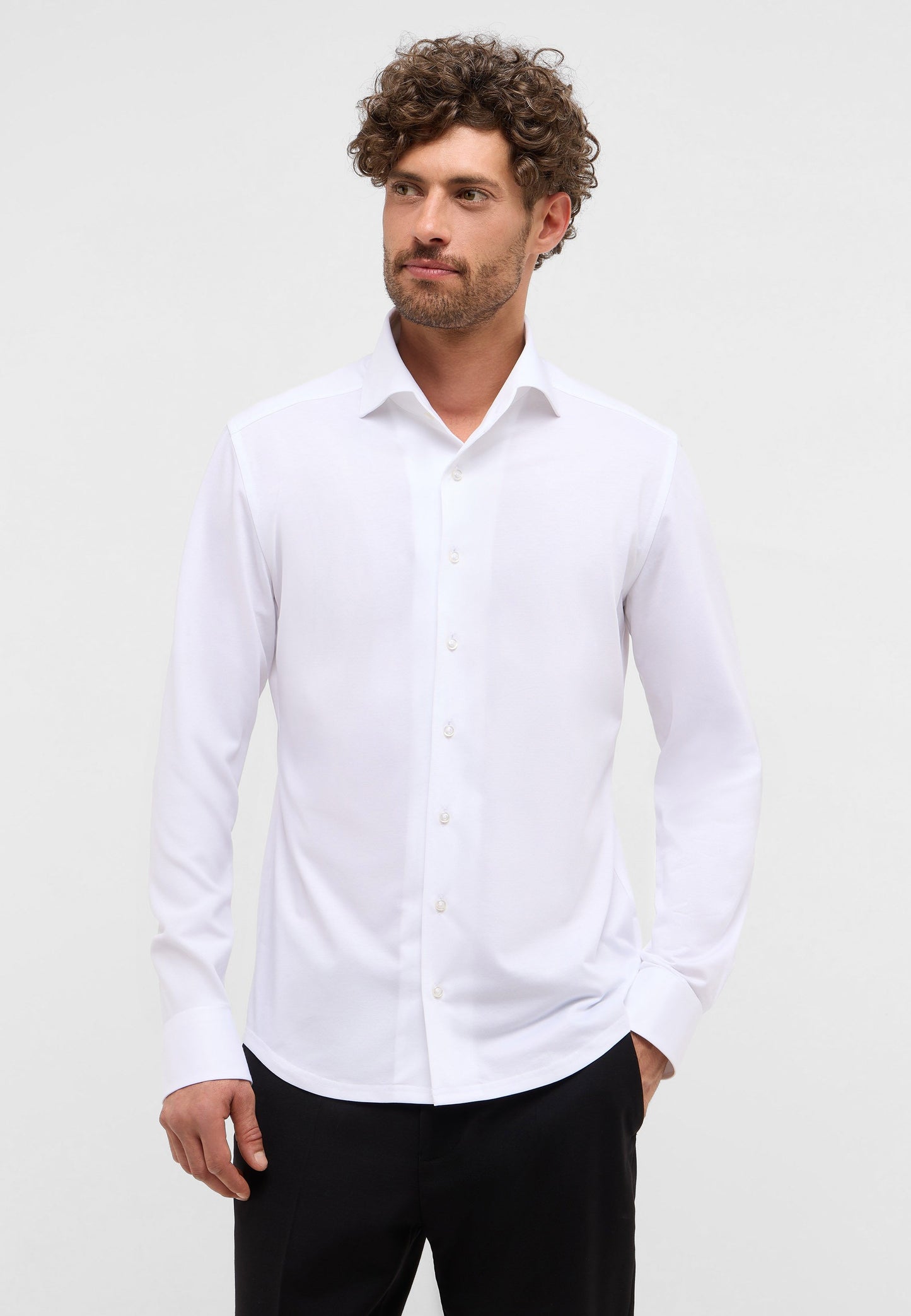 Hemd Single-Jersey Langarm (Weiss)