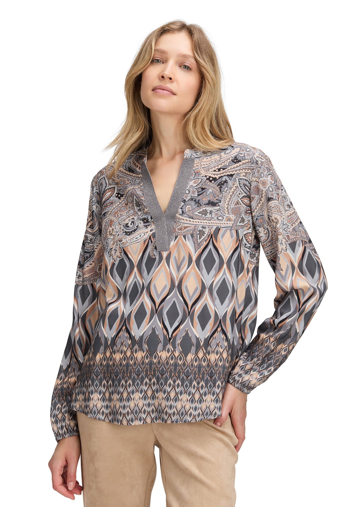 Longbluse (Grey/beige)