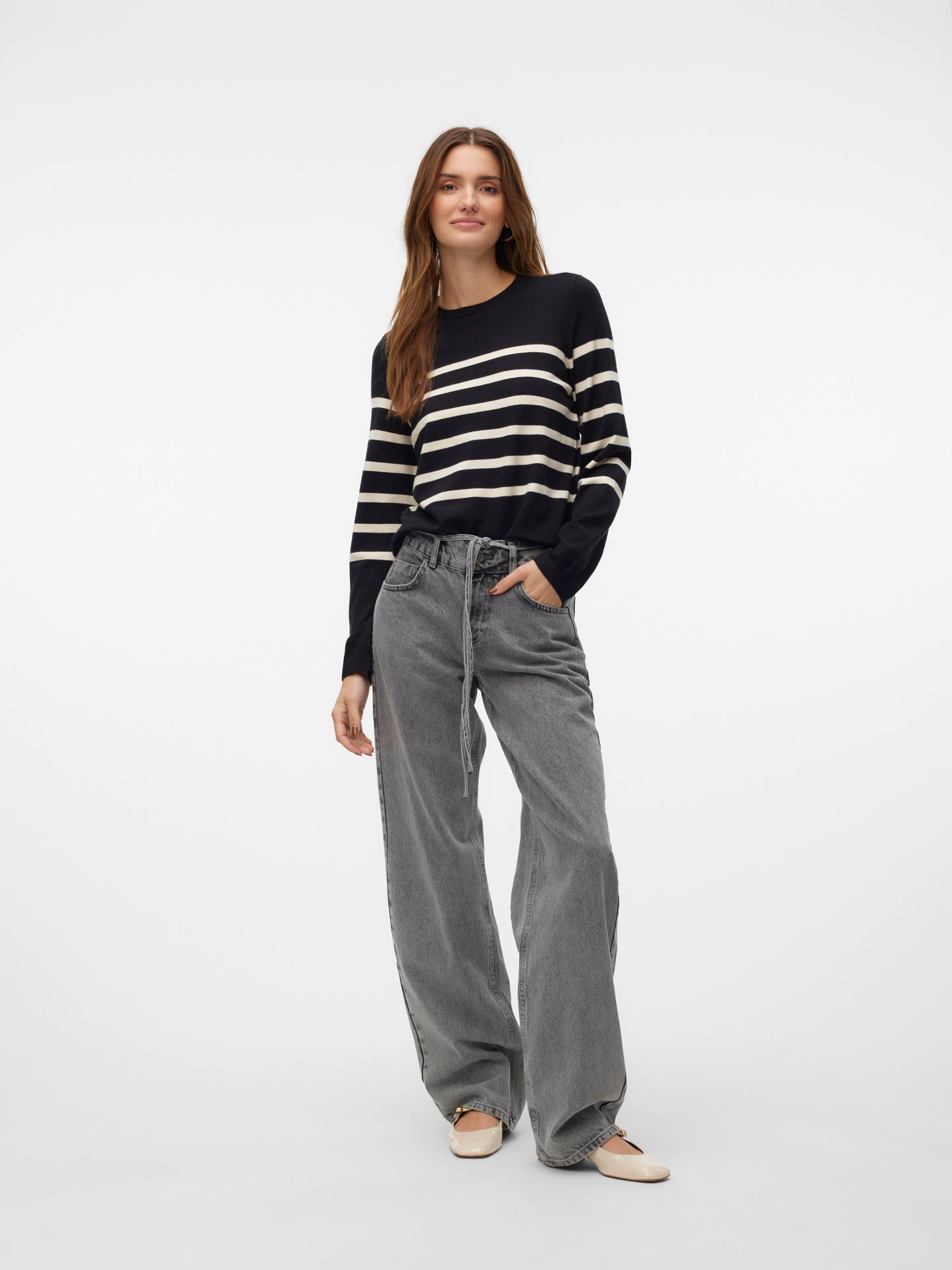Vmsaba Plain Ls O-neck Pullover Ga Noos (Black/birc)