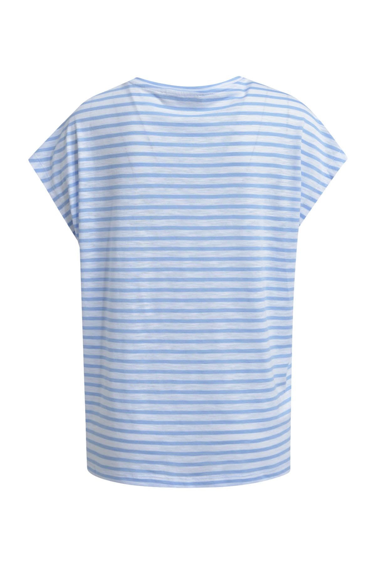 T-Shirt V-Neck Striped (Jeansblue)
