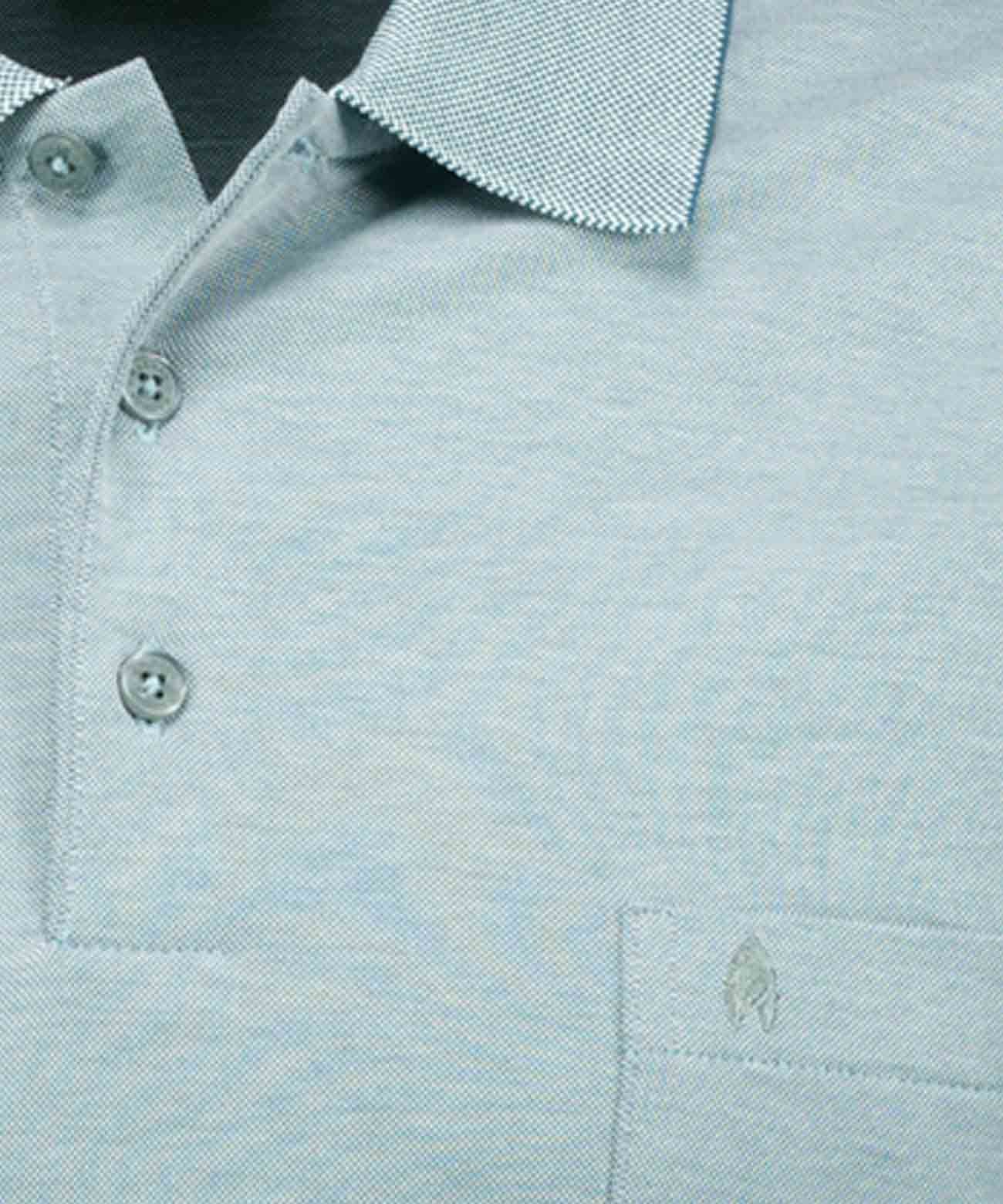 Softknit-Polo mit Brusttasche, Langarm (Salbei)