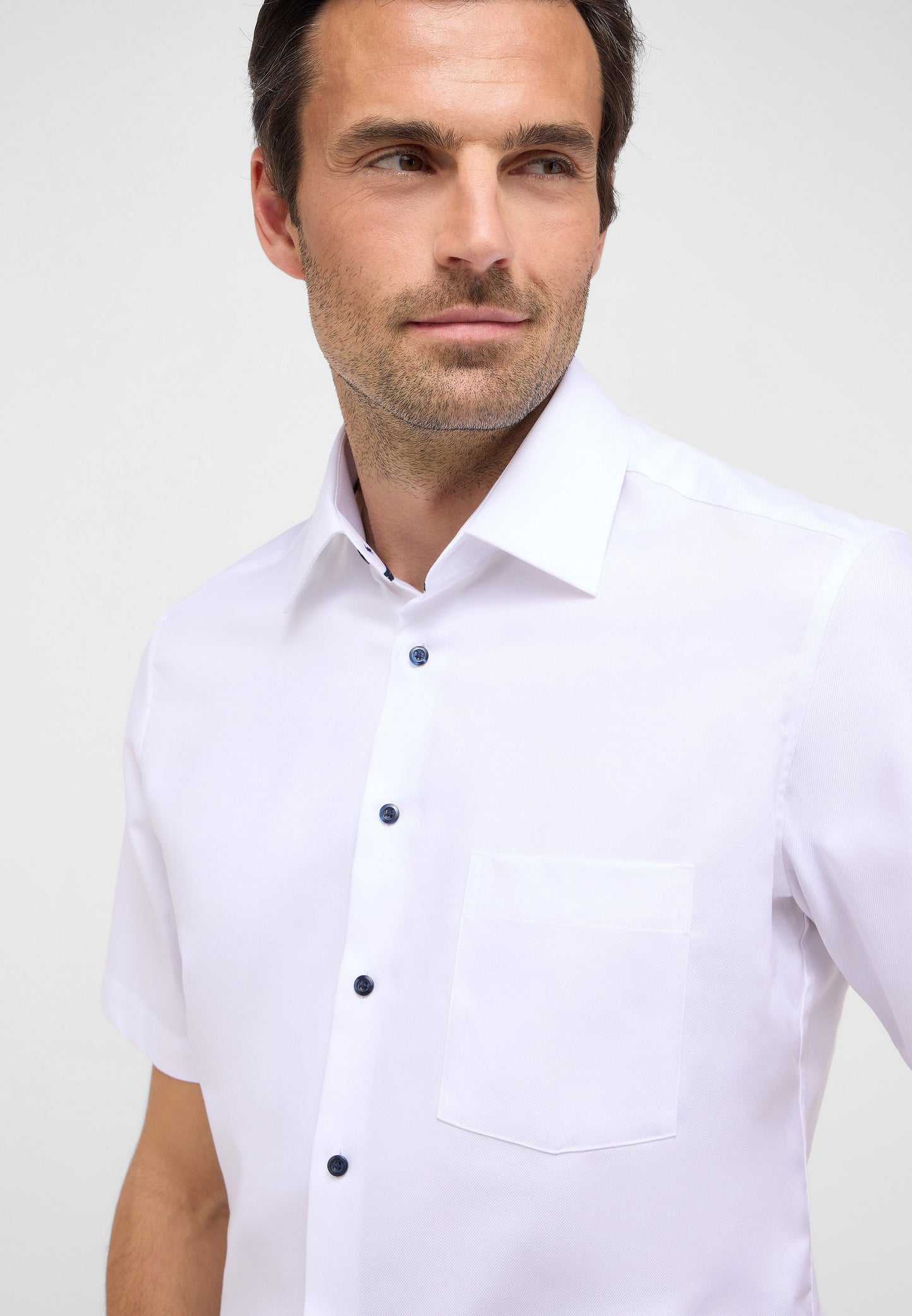 Hemd Hahnentritt Kurzarm (Weiss)