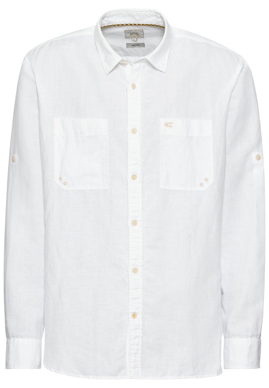 Langarm Hemd aus leichtem Leinenmix (White)
