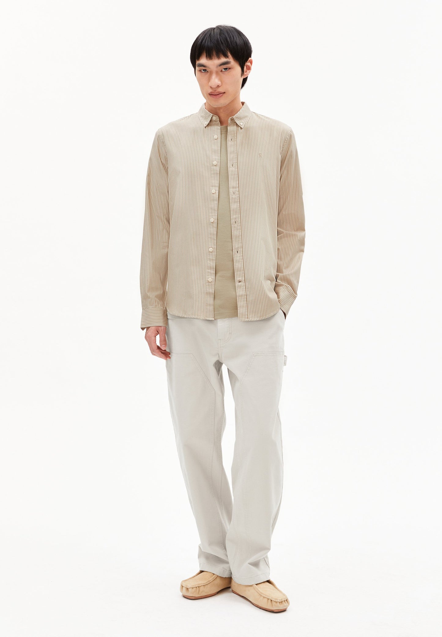 Quaasa Stripe Longsleeve Shirt (Light Sage-oatm)