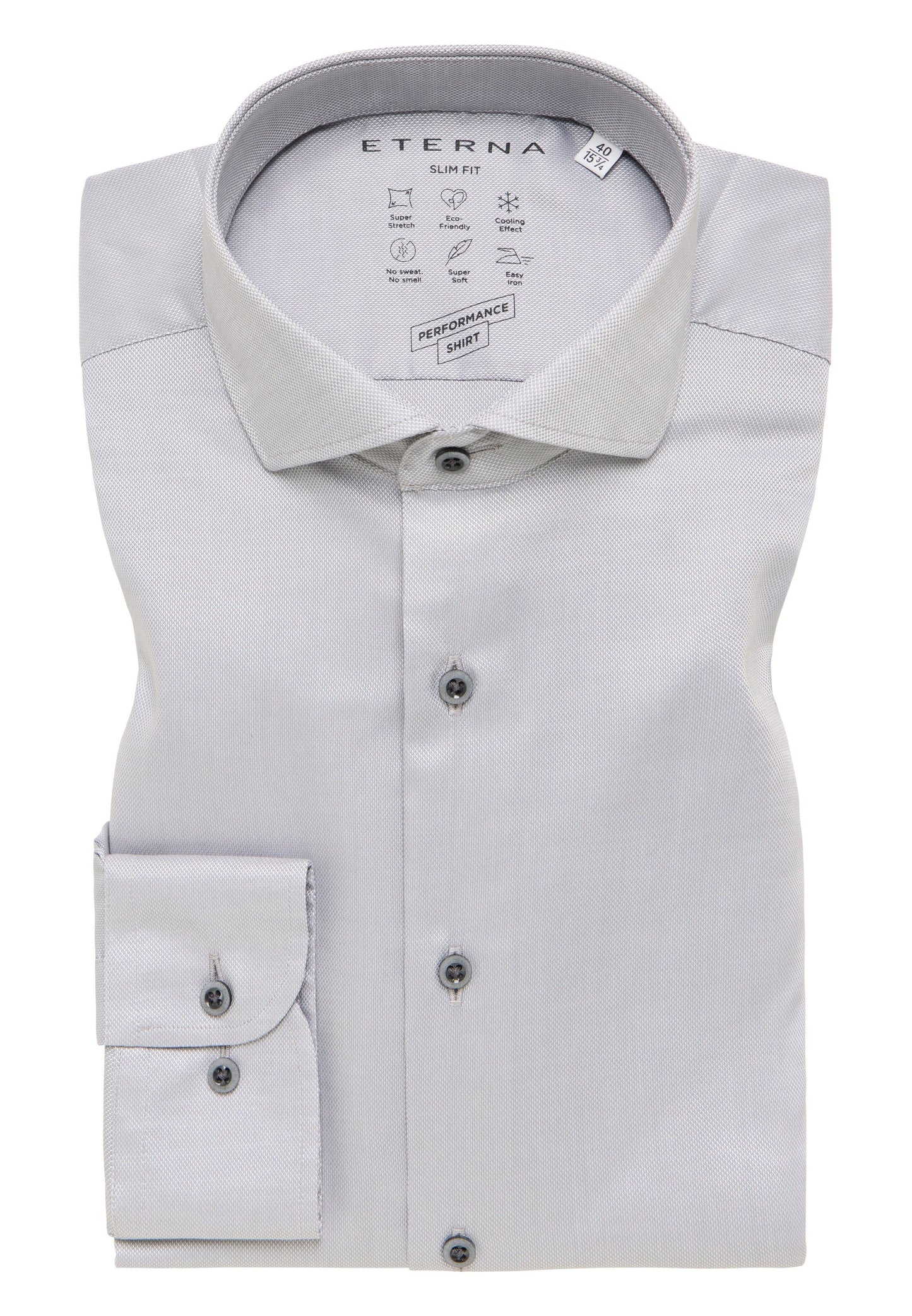 Performance Shirt Natté-Stretch Langarm (Grau)