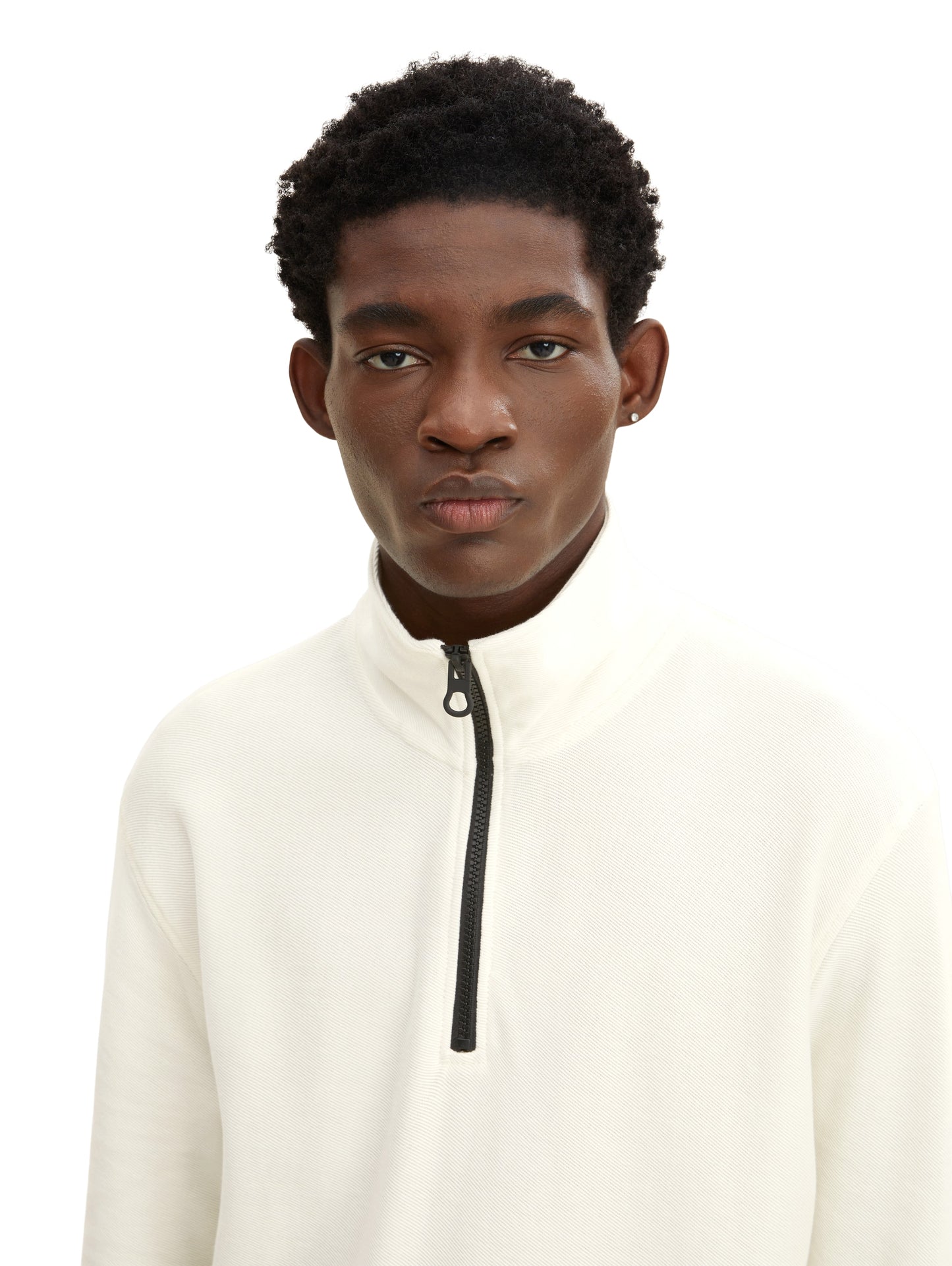 Strukturiertes Langarmshirt mit Stehkragen (Soft Light Bei)