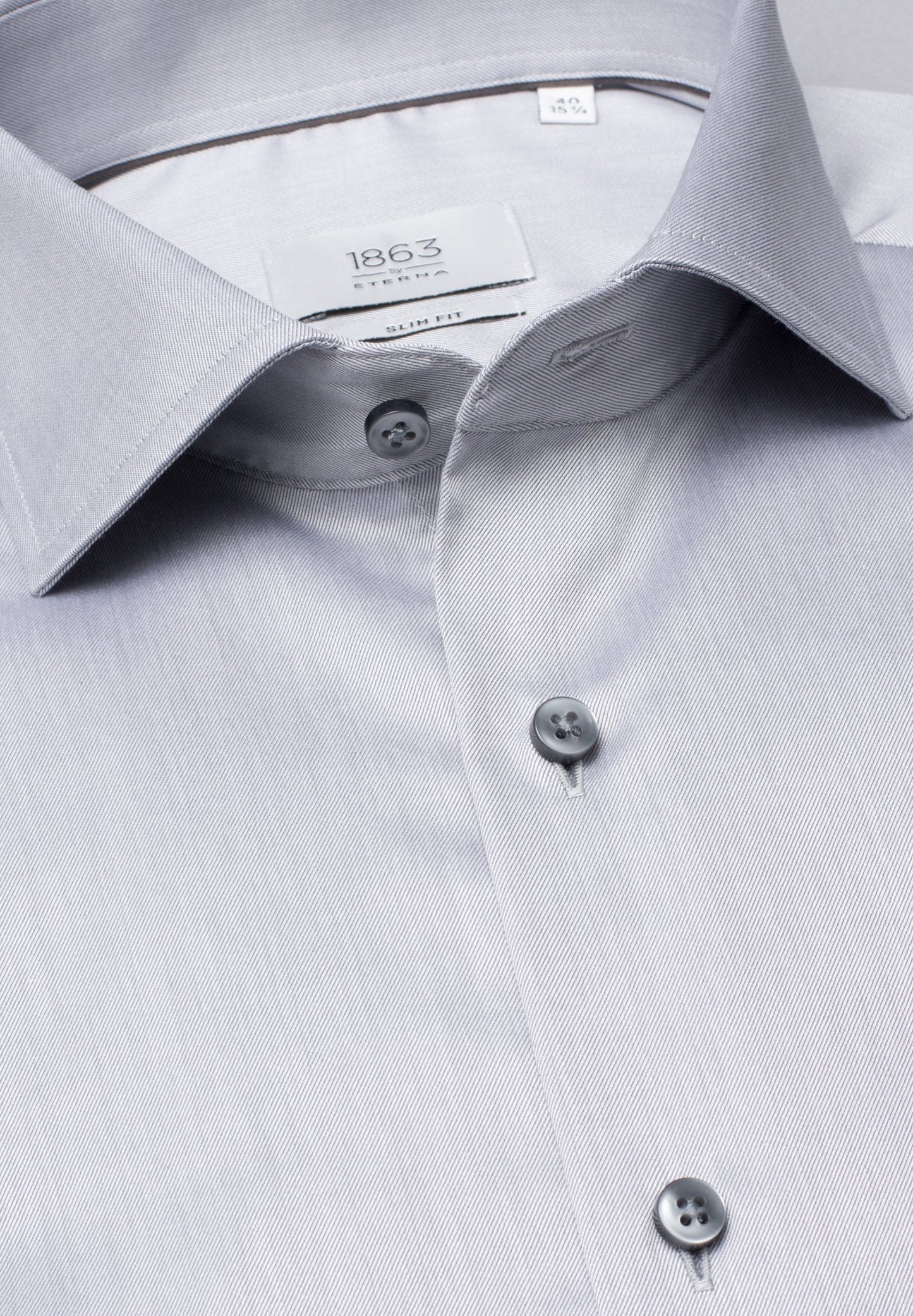 Eterna Langarm Hemd Slim Fit Gentle Shirt Twill (Stahlgrau)