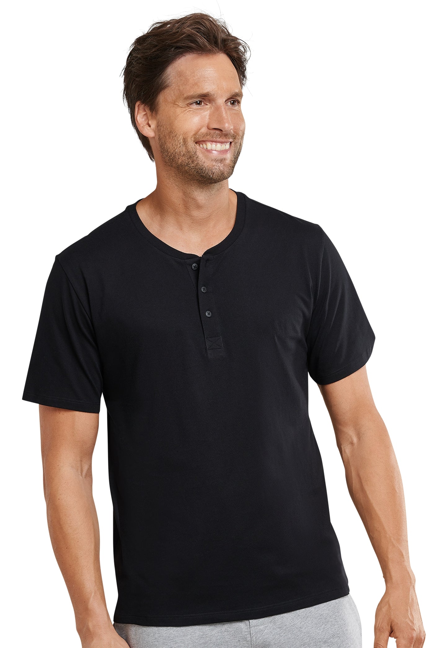 T-shirt Knopfleiste (Schwarz)