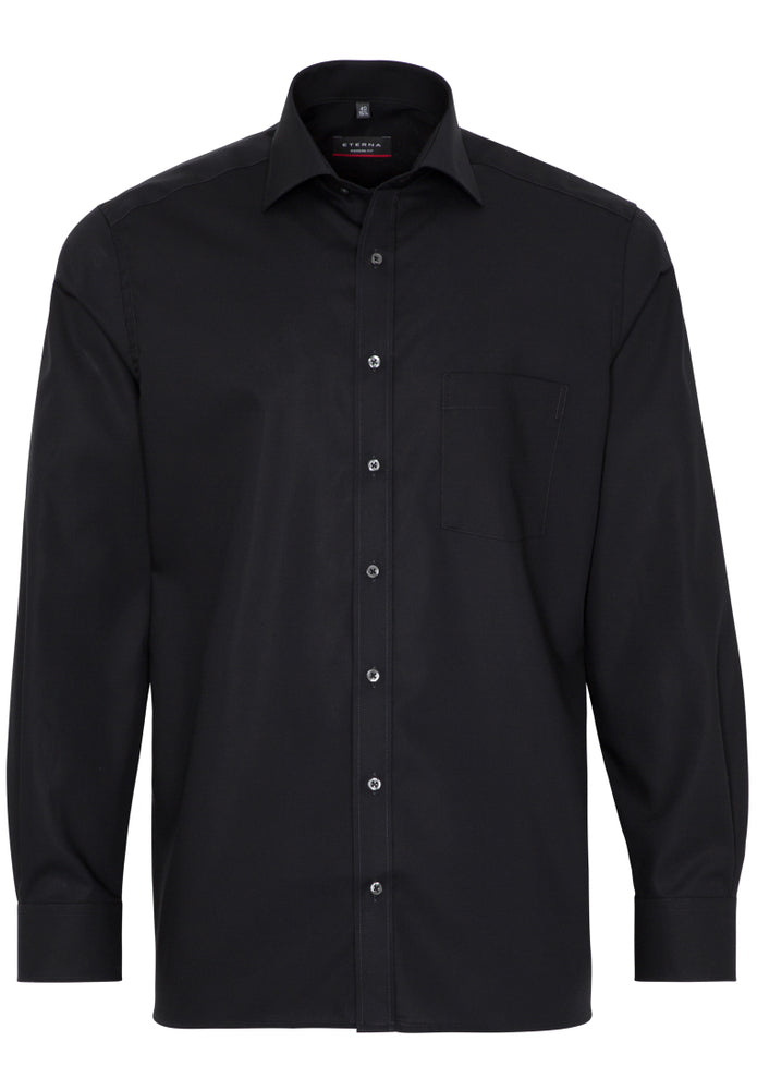 ETERNA unifarbenes Popeline-Hemd MODERN FIT (Schwarz)