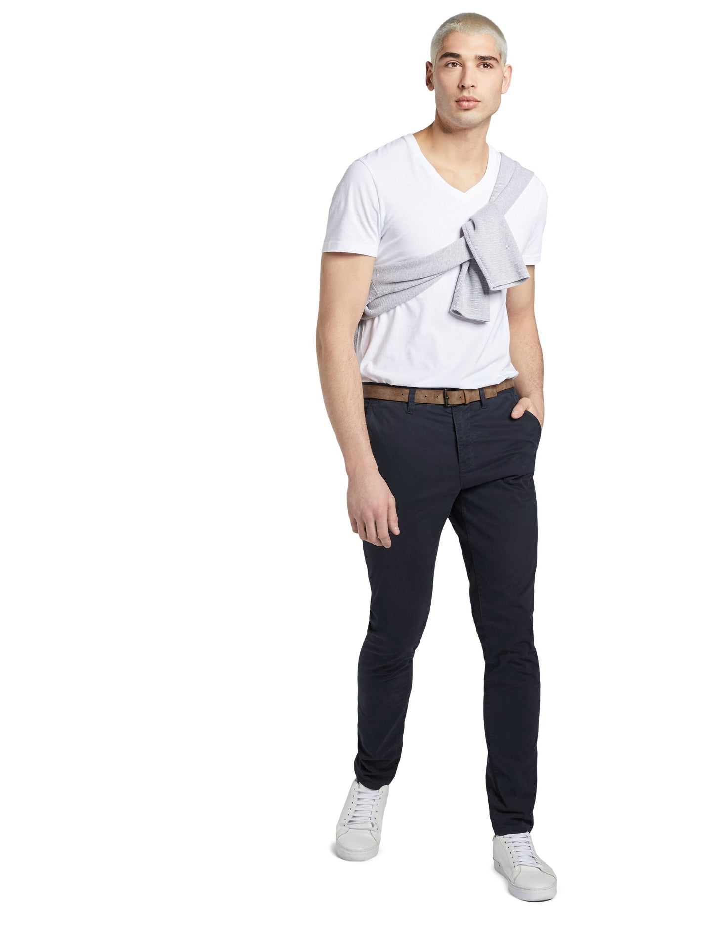 Slim Chino with belt (Sky Captain Bl)