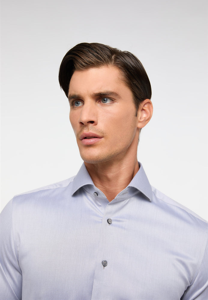 Eterna Langarm Hemd Slim Fit Gentle Shirt Twill (Stahlgrau)