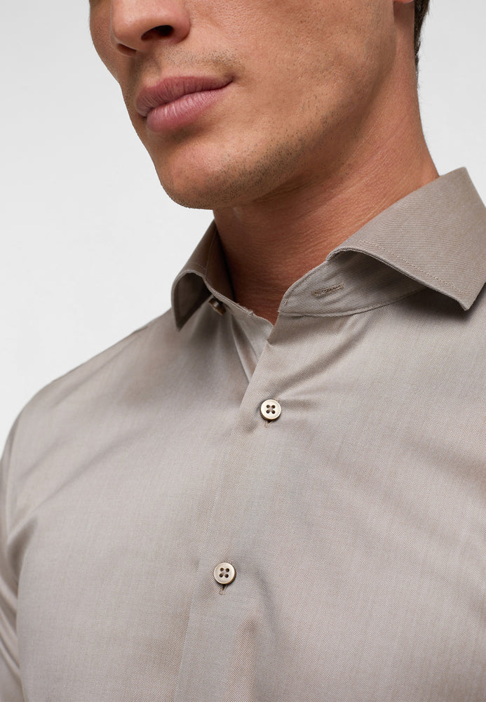 ETERNA unifarbenes Gentle Shirt SLIM FIT (Beige-braun)