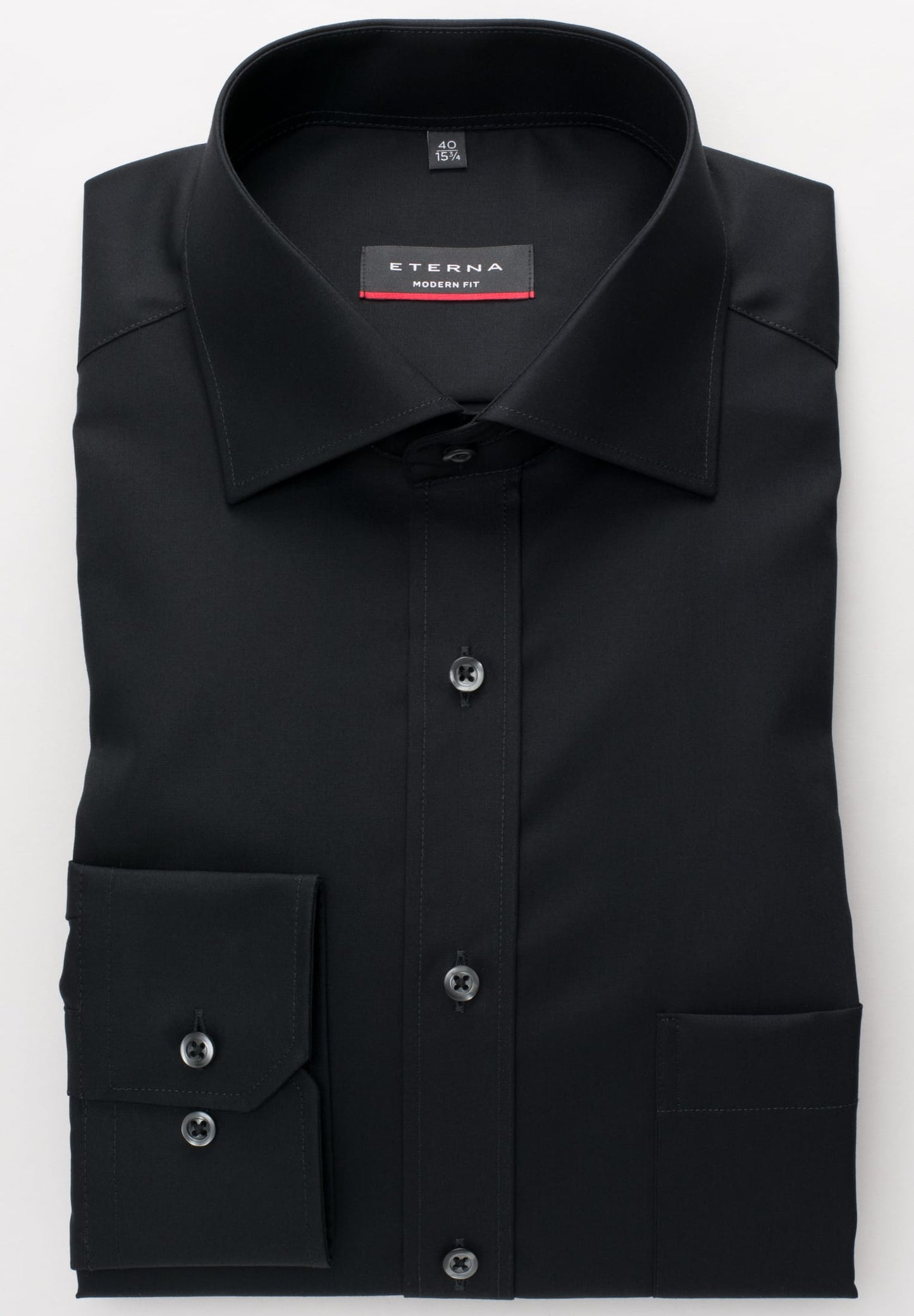 Eterna Langarm Hemd Modern Fit Popeline (Schwarz)
