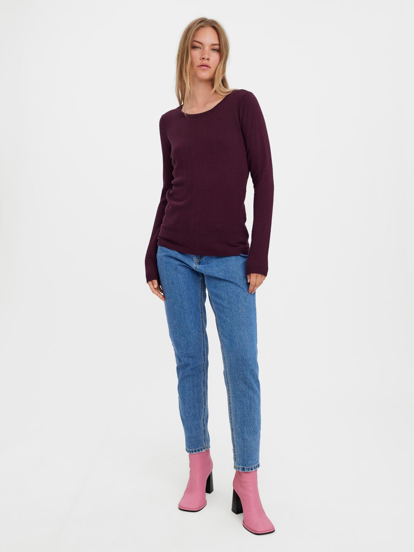 Vmcare Structure Ls O-neck Blou Noos (Winetasting)