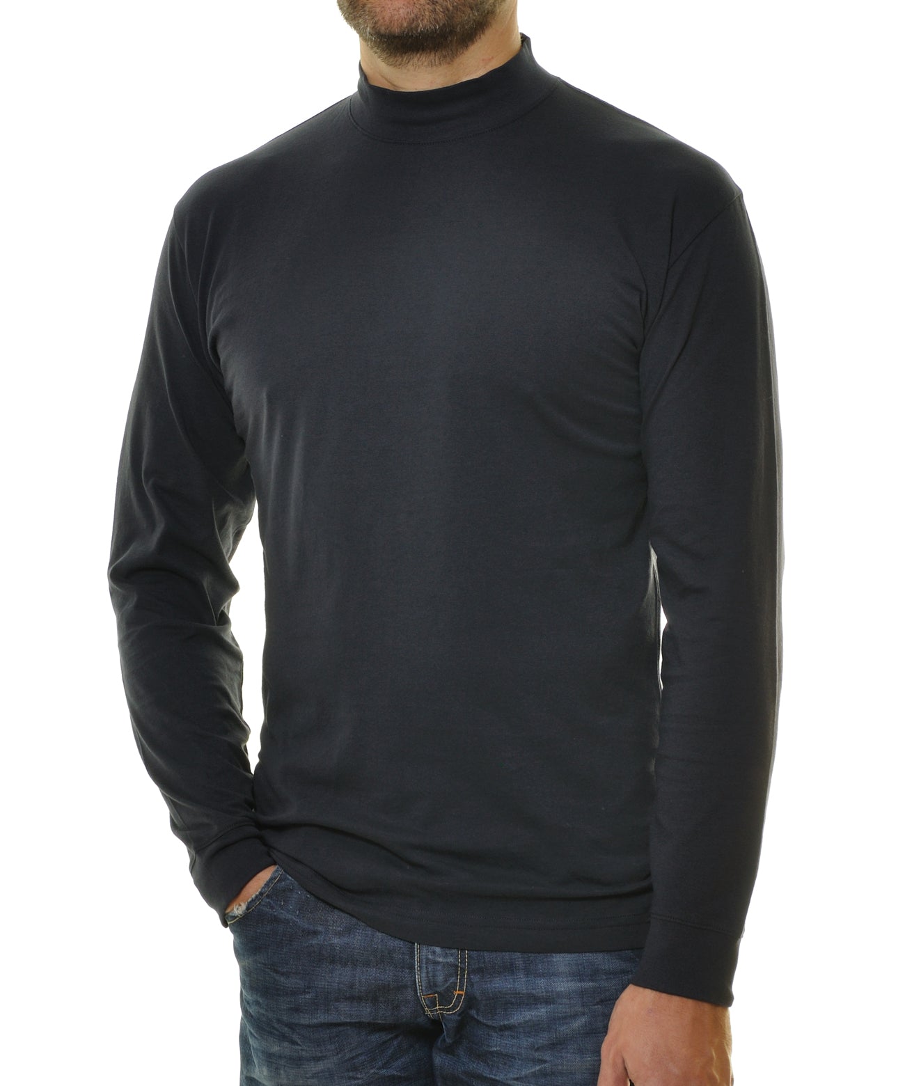 RAGMAN Stehkragenshirt langarm (Marine)