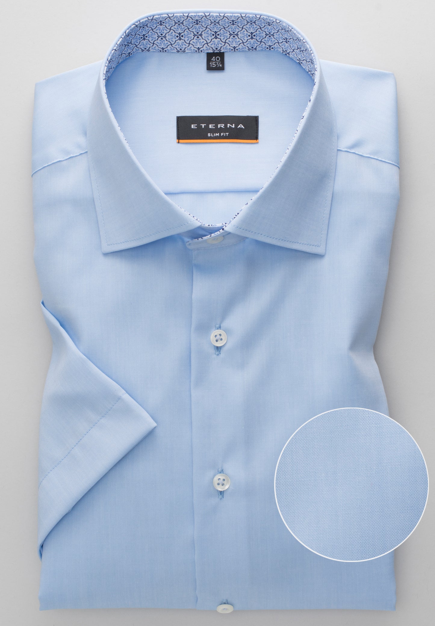 Eterna Kurzarm Hemd Slim Fit Pinpoint (Hellblau)