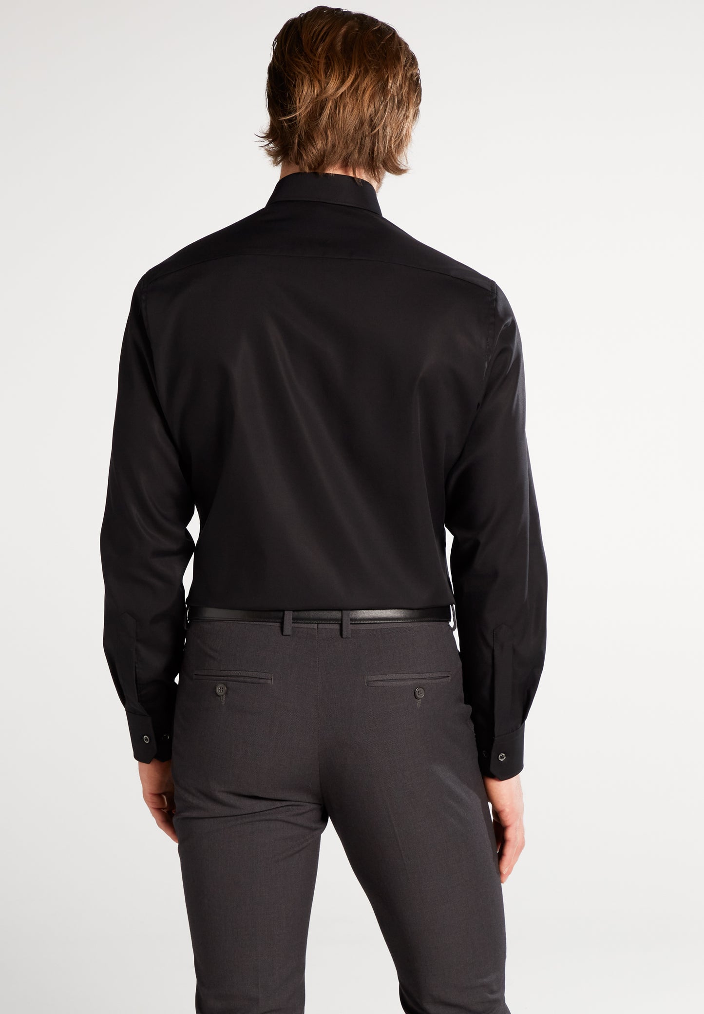 Eterna Langarm Hemd Modern Fit Popeline (Schwarz)