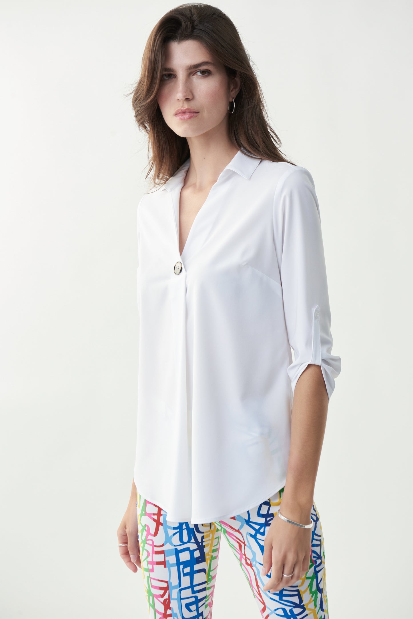 Blusenshirt Taft-Stretch-Qualität 3/4 Arm (Weiss)