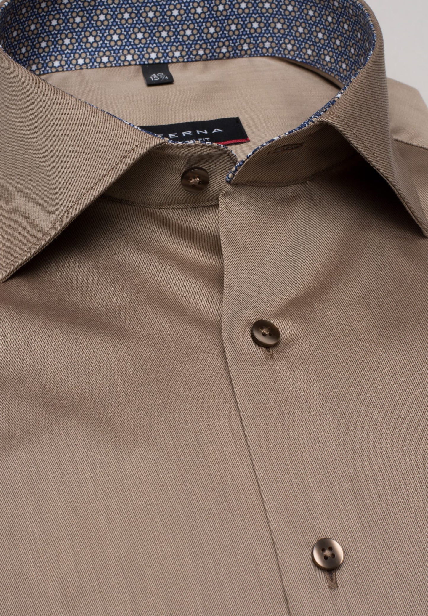 Eterna Langarm Hemd Modern Fit Twill (Beige-braun)