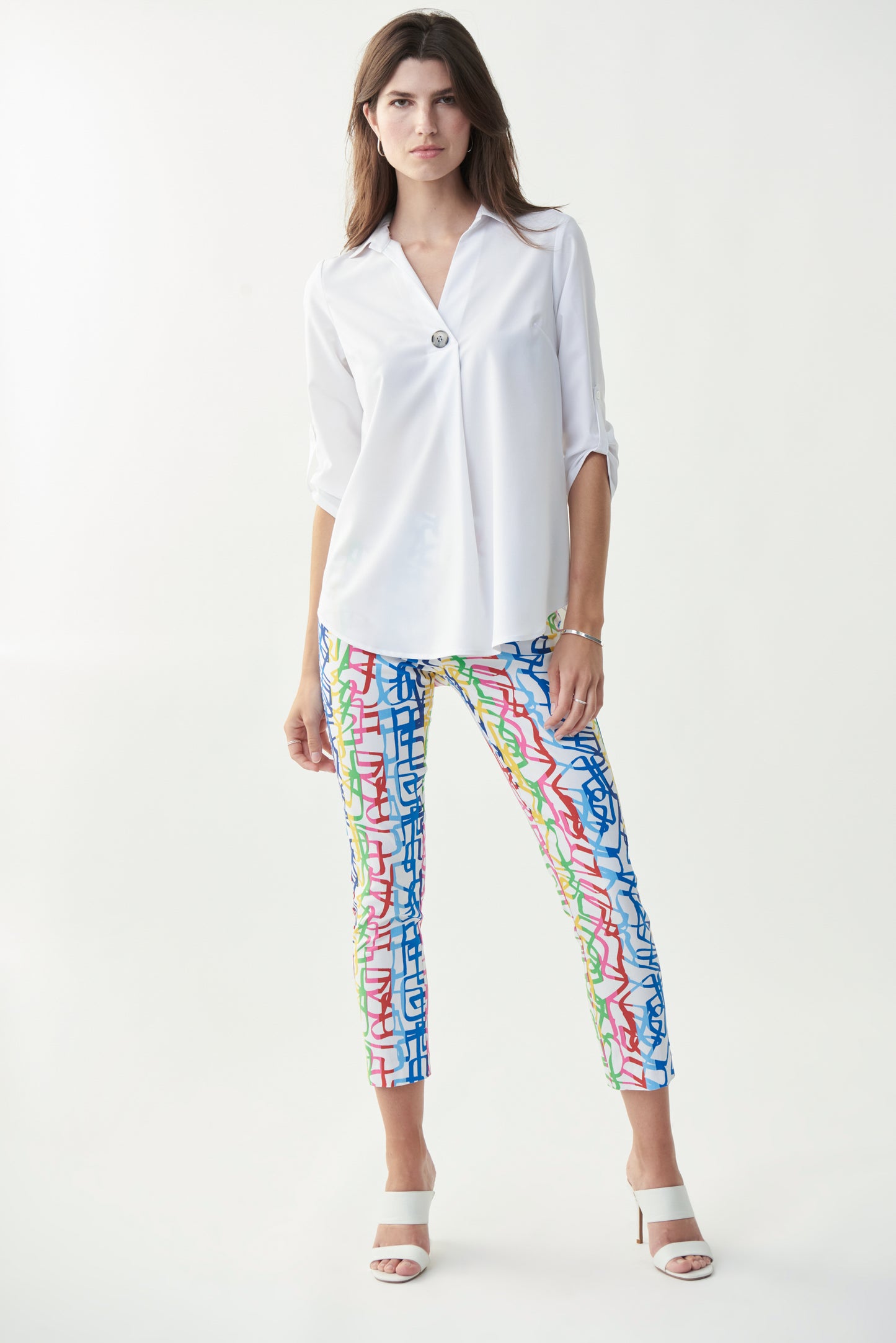 Blusenshirt Taft-Stretch-Qualität 3/4 Arm (Weiss)