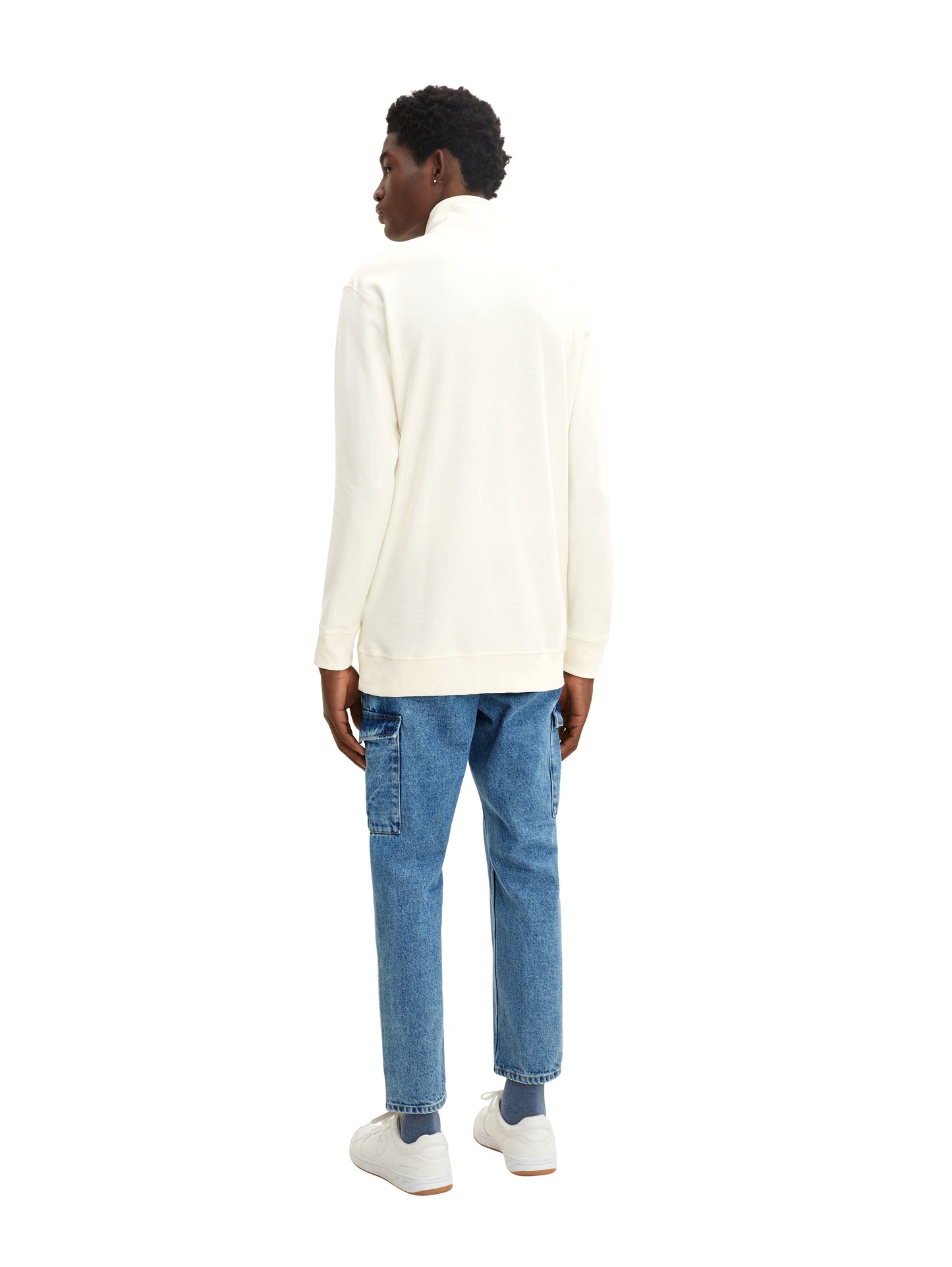 Strukturiertes Langarmshirt mit Stehkragen (Soft Light Bei)