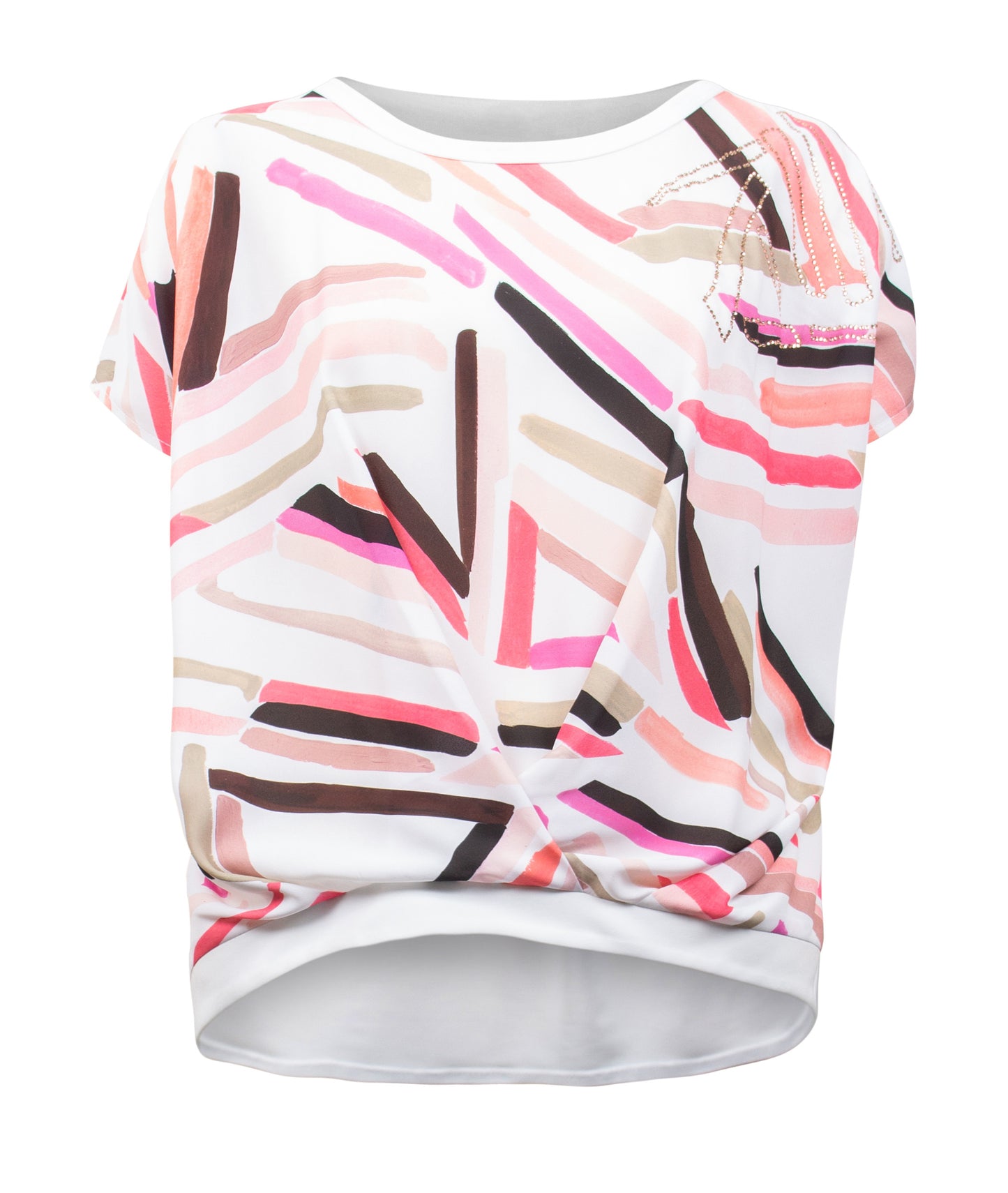 Blusenshirt Materialmix 1/2 Arm (Vanille/multi)