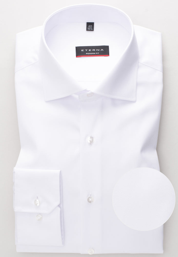 Eterna Langarm Hemd Modern Fit Cover Shirt Twill (Weiss)