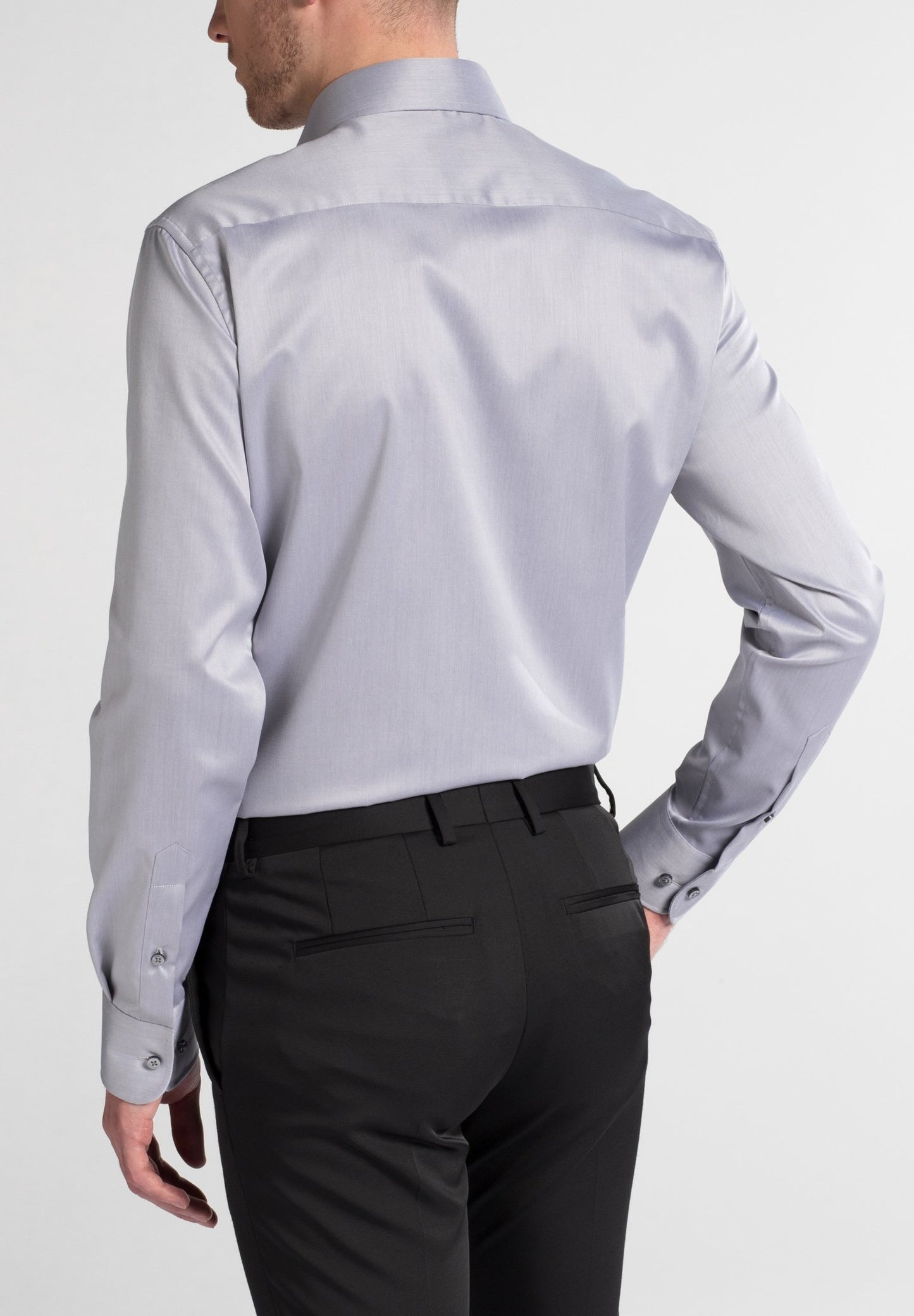 Eterna Langarm Hemd Slim Fit Gentle Shirt Twill (Stahlgrau)