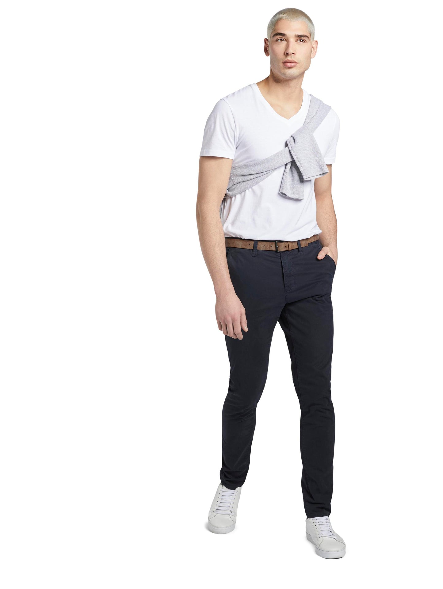 Slim Chino with belt (Sky Captain Bl)