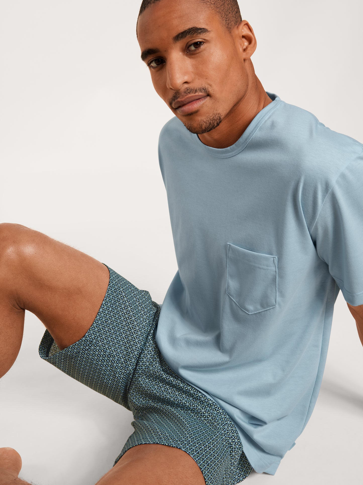 HERREN Pyjama kurz (Tempest Blue)