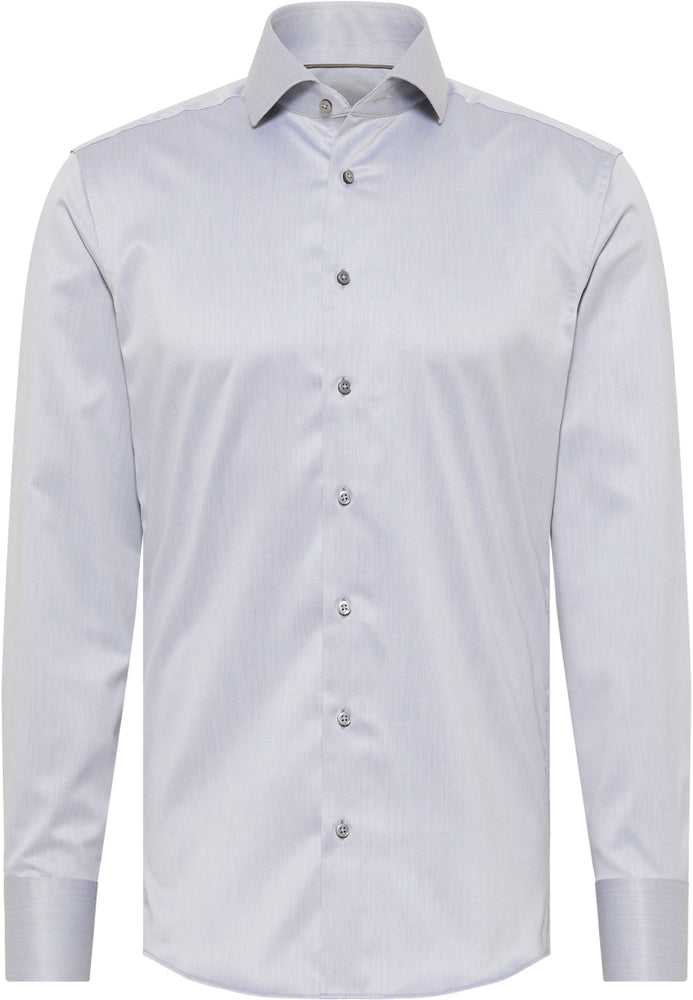Eterna Langarm Hemd Slim Fit Gentle Shirt Twill (Stahlgrau)