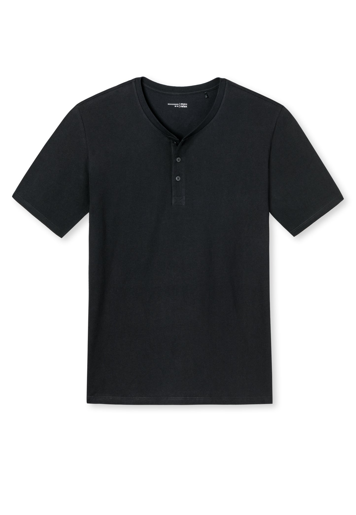 T-shirt Knopfleiste (Schwarz)