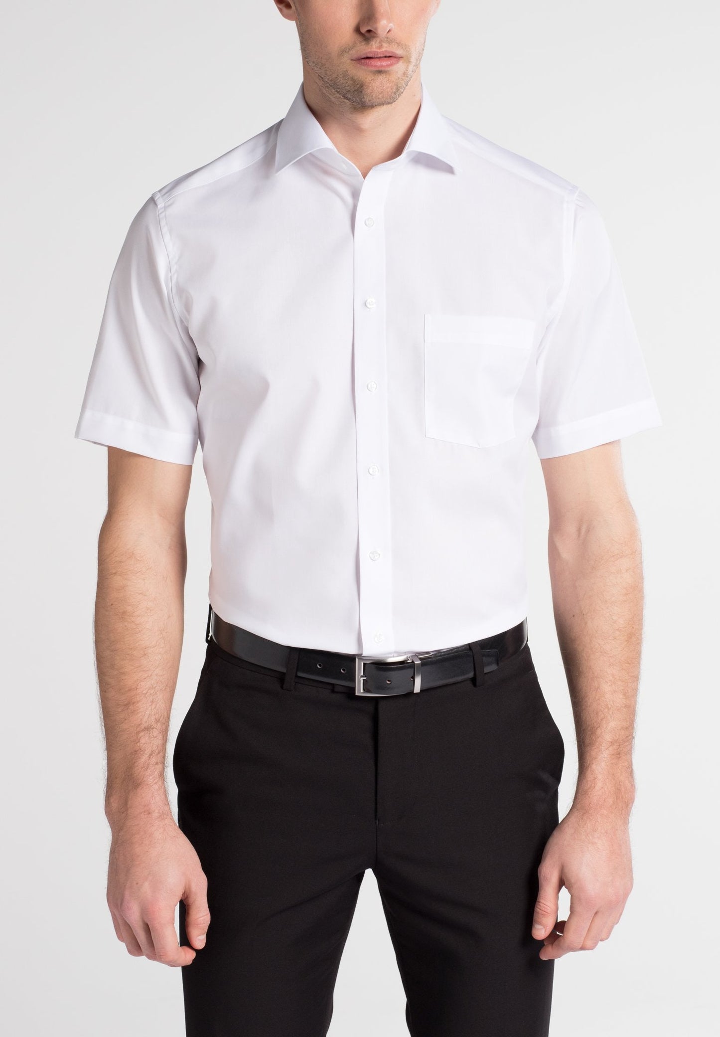 Eterna Kurzarm Hemd Modern Fit Popeline (Weiss)