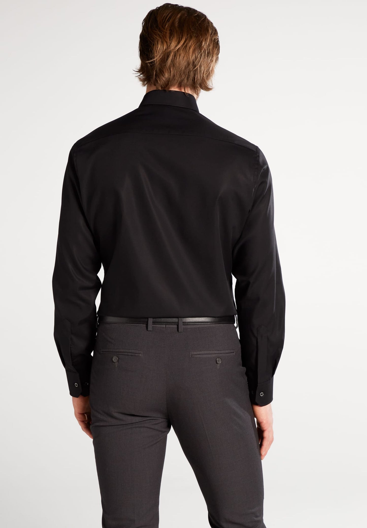 Eterna Langarm Hemd Modern Fit Popeline (Schwarz)
