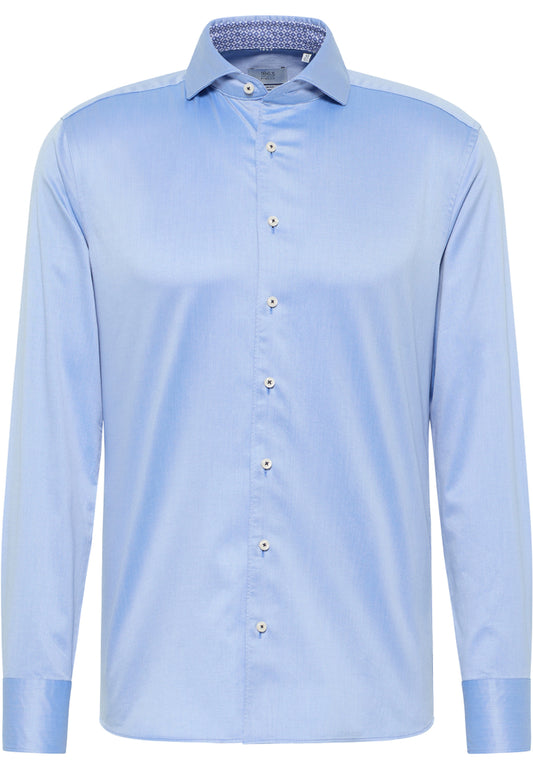 ETERNA unifarbenes Soft Tailoring Shirt SLIM FIT (Blau)