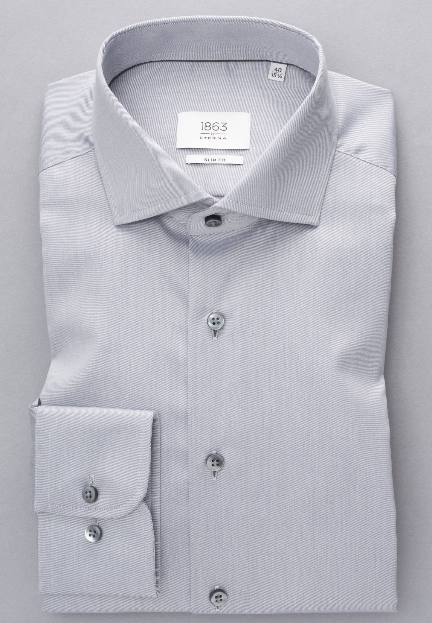 Eterna Langarm Hemd Slim Fit Gentle Shirt Twill (Stahlgrau)