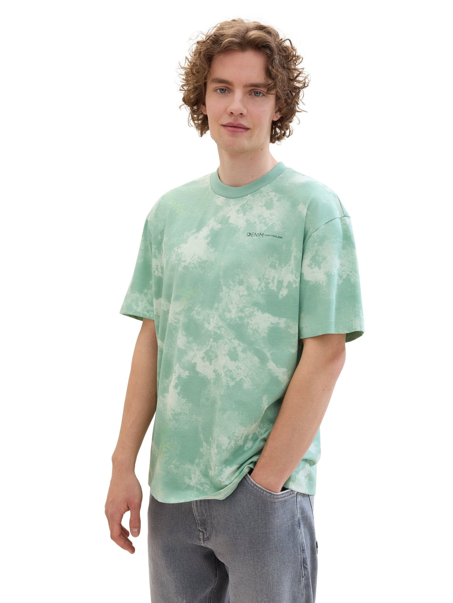 T-Shirt mit Allover Print (Bleeched Green)