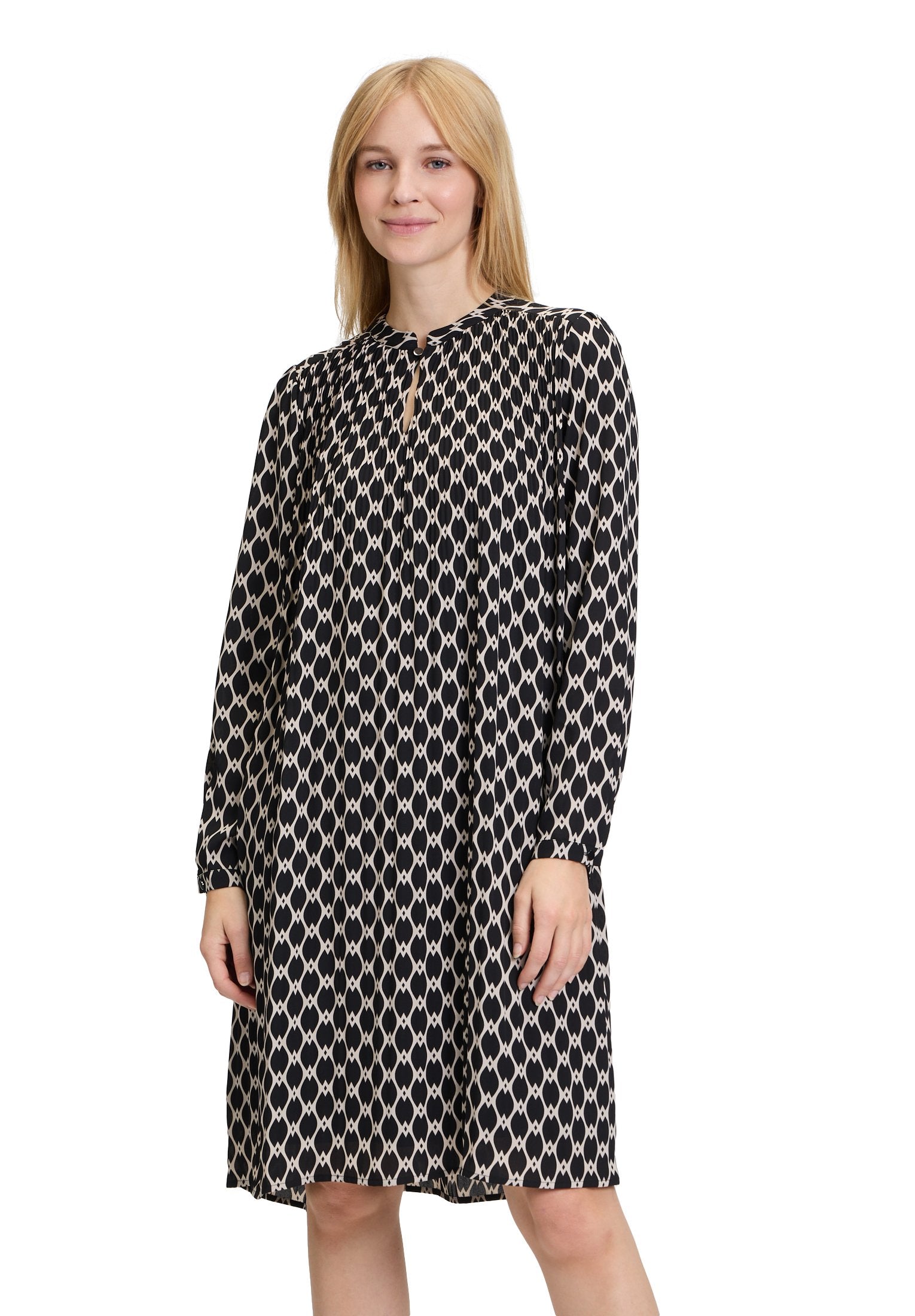 Plisseekleid (Black/beige)