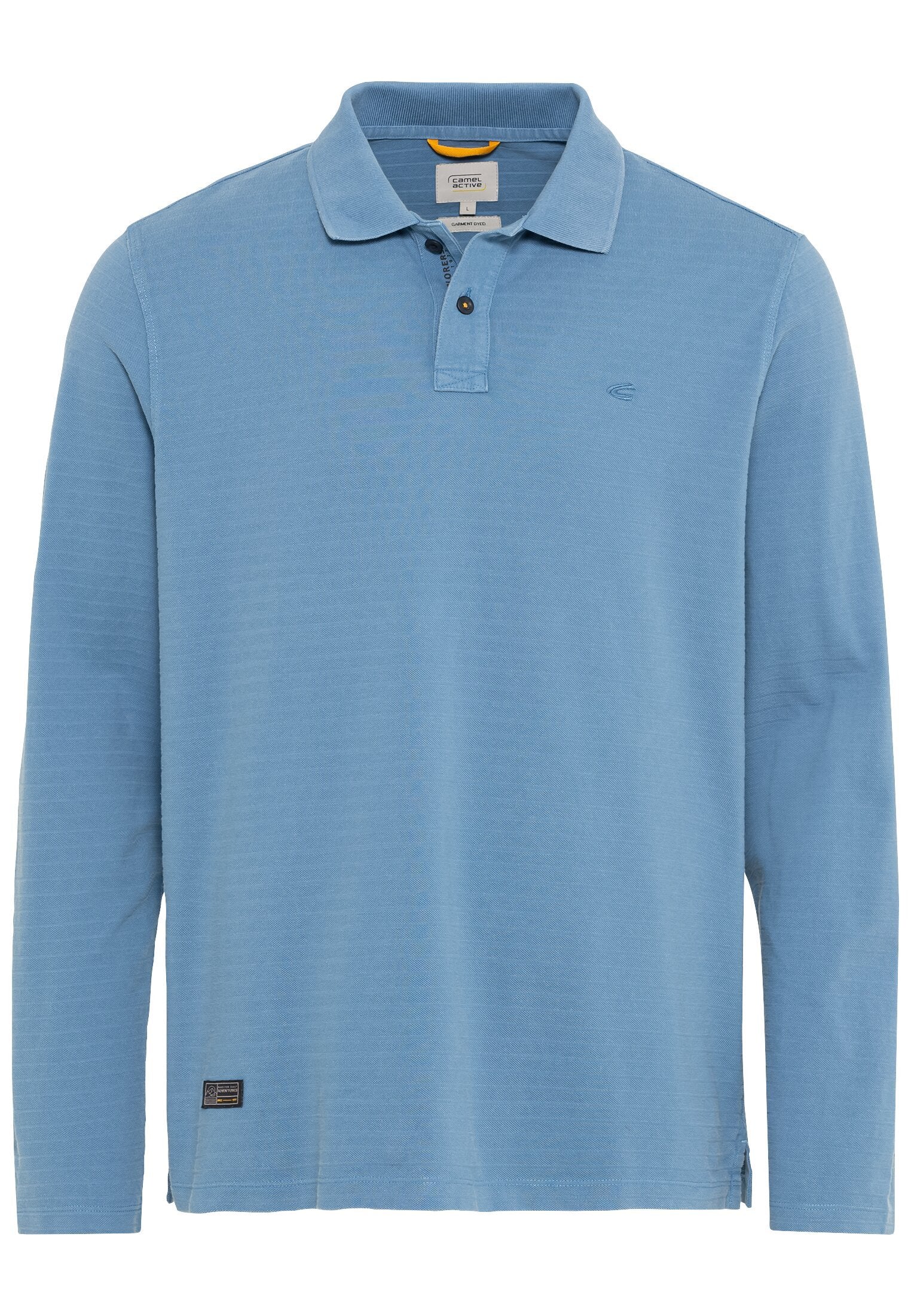 Langarm-Poloshirt aus reiner Baumwolle (Elemental Blue)