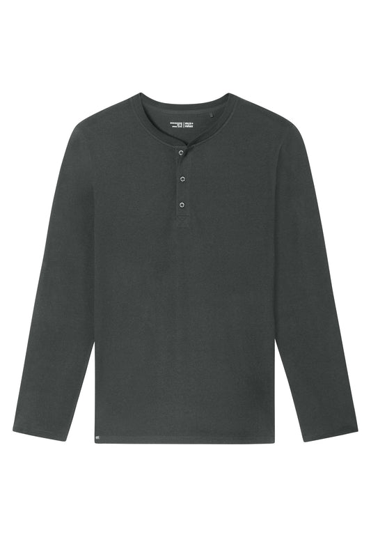 Langarmshirt Knopfleiste (Dunkelgrün)