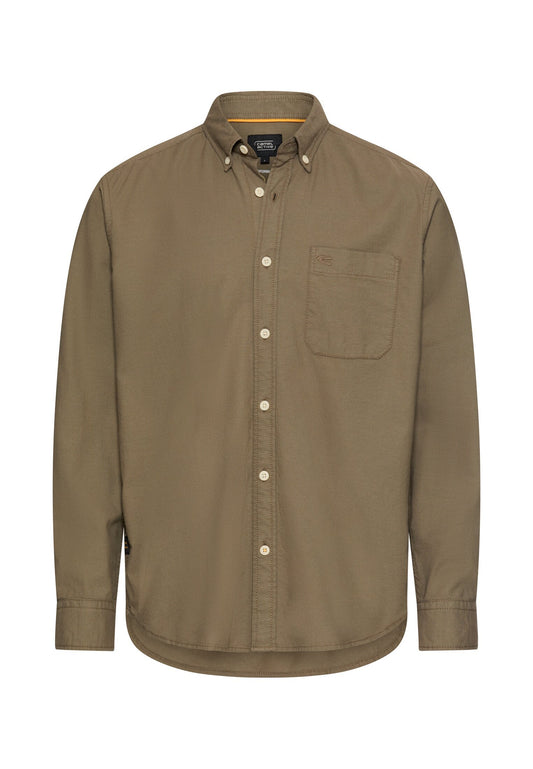 Langarmhemd mit Brusttasche (Deep Olive)