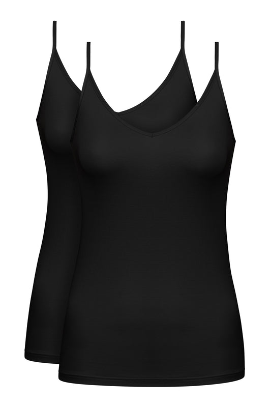 Spaghetti Top (Doppelpack) (Schwarz)