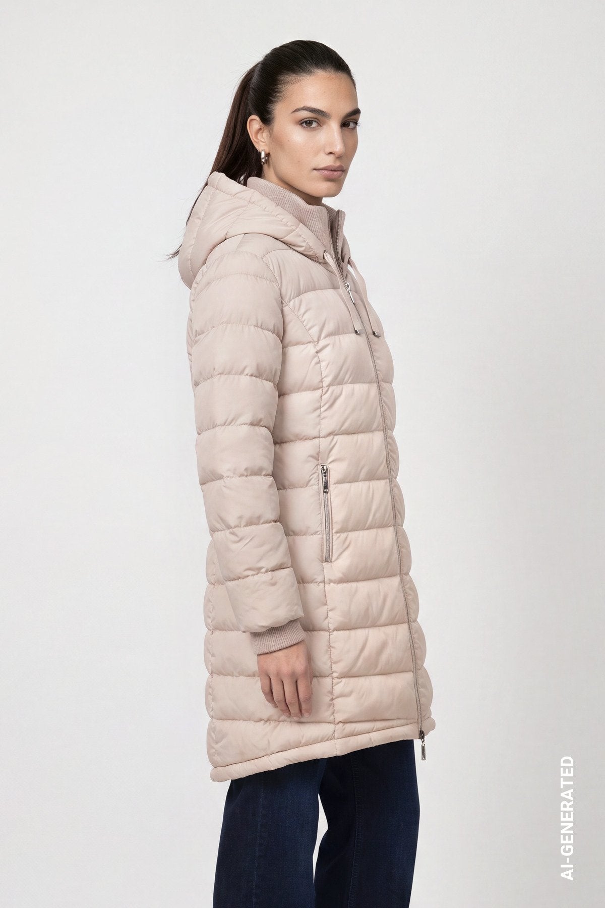 Steppmantel mit Lurex (Cappuccino)