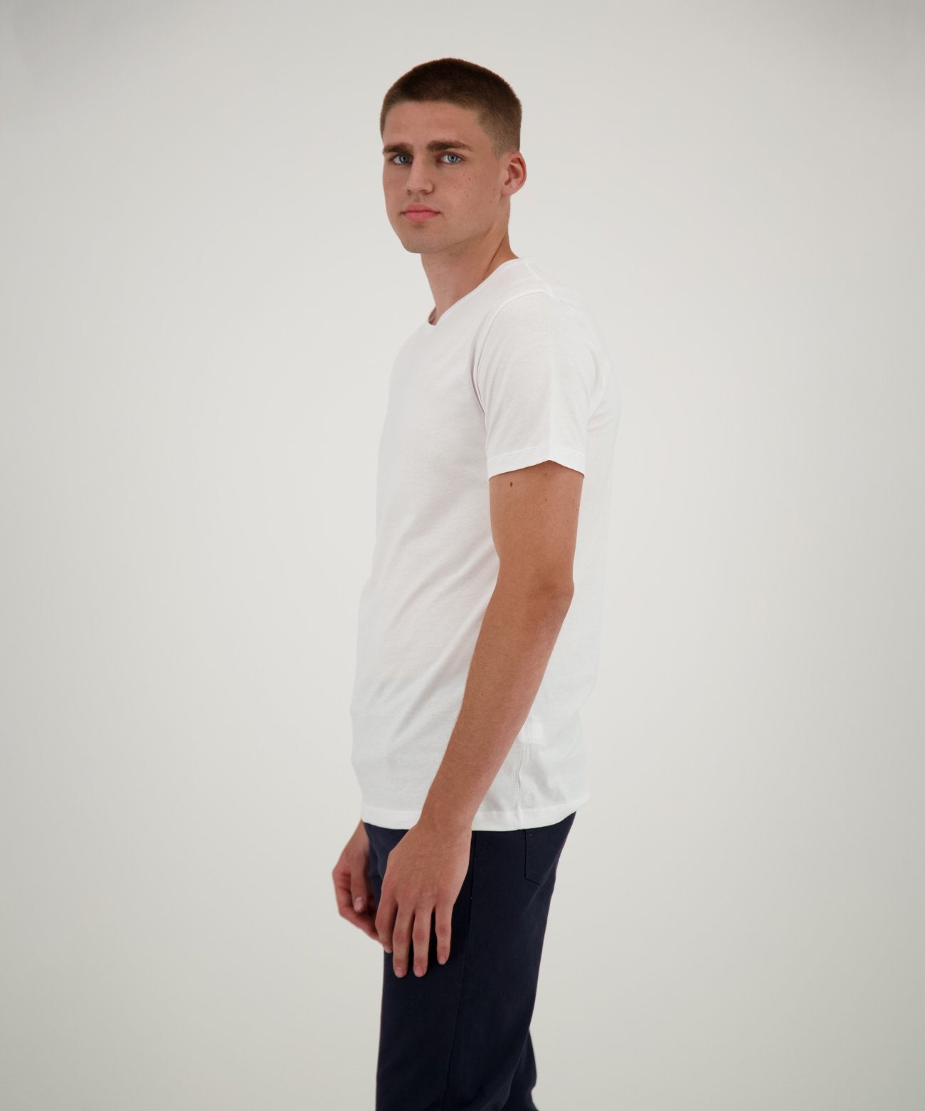 2 T-Shirt Doppelpack Bodyfit mit Rundhals (Weiss)