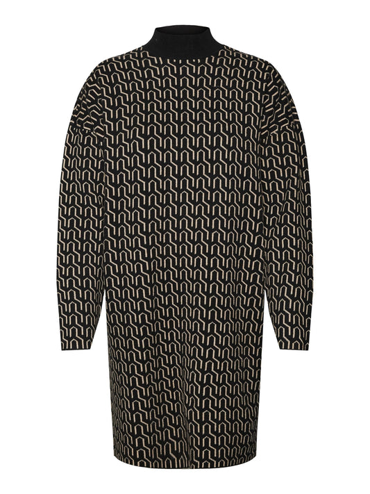Vmgoldneedle Art Ls Short H Nk Dress Lcs (Black/w Bi)