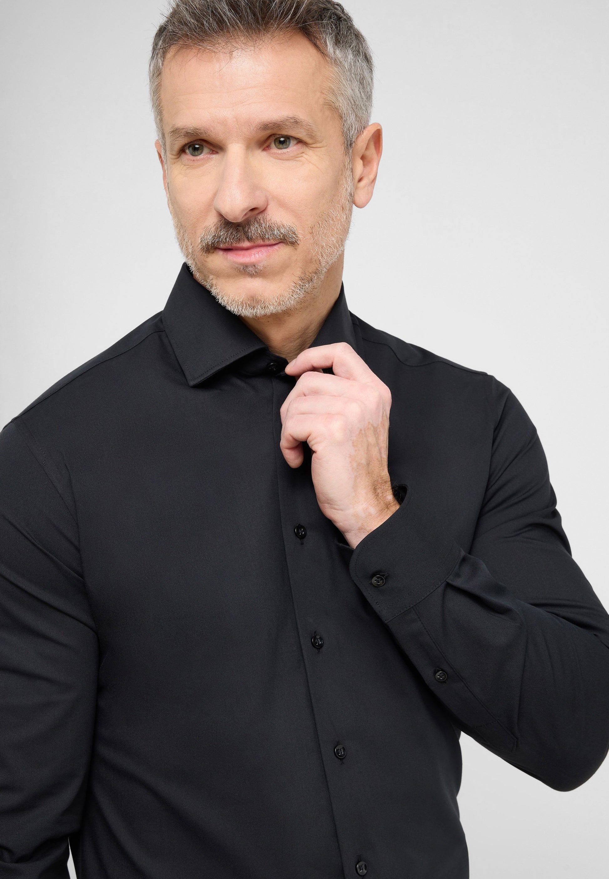 Performance Shirt Twill-Stretch Langarm (Schwarz)